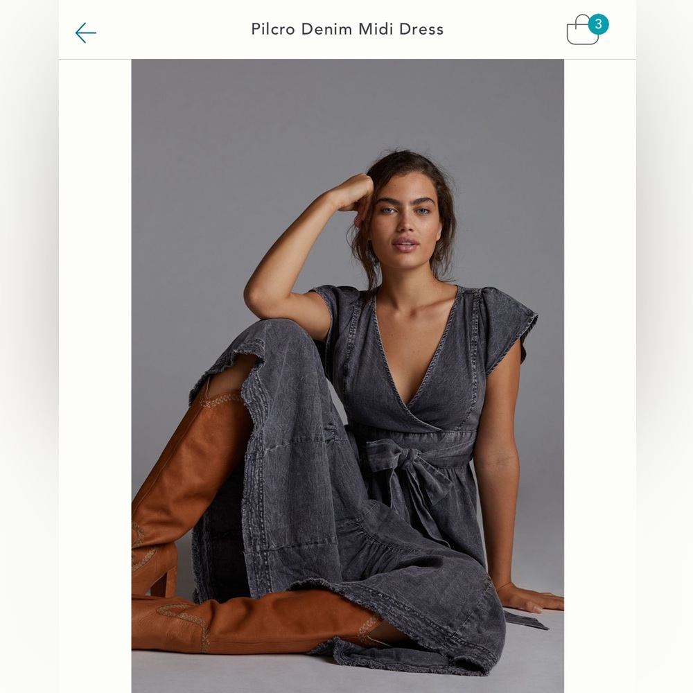 Pilcro Gray Denim Midi Dress